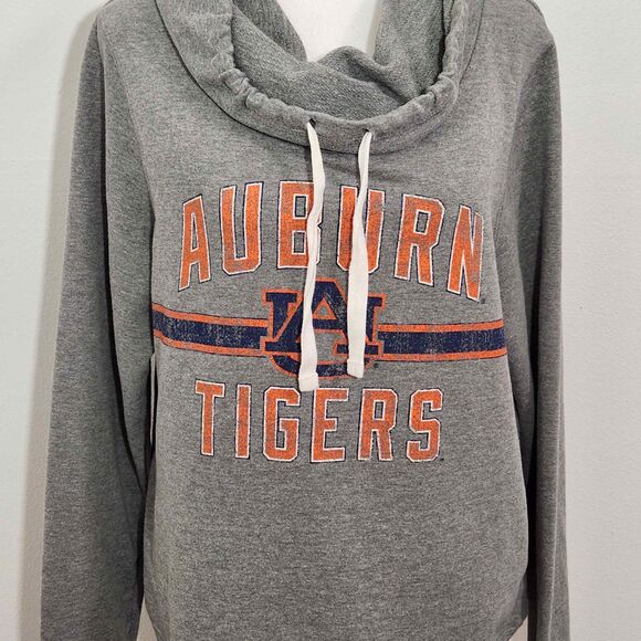 Auburn Tigers Sweatshirt with Funnel Neck Size Large Auburn Gray Sweatshirt - Picture 2 of 7